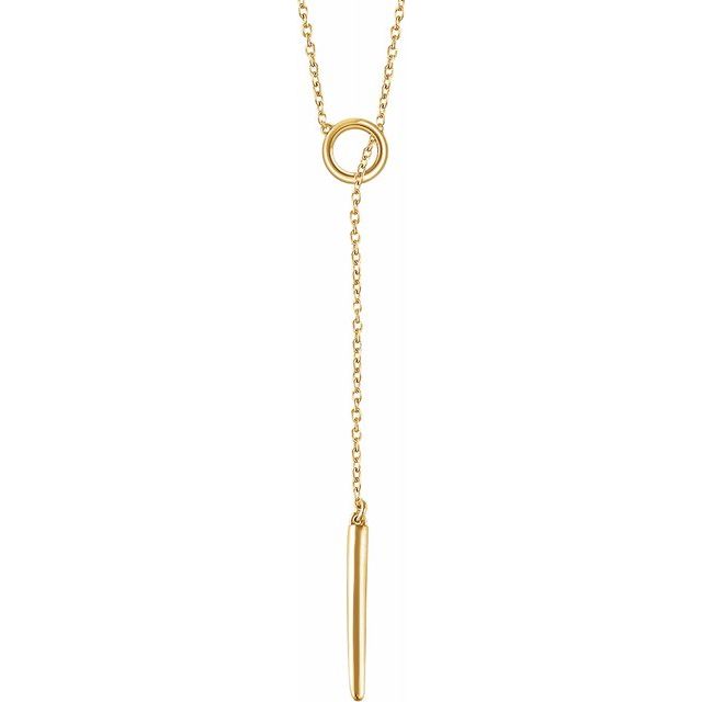 14K Yellow Circle and Bar "Y" 18" Necklace 1
