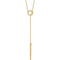 14K Yellow Circle and Bar "Y" 18" Necklace 1
