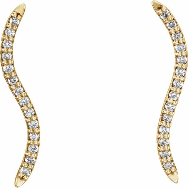 14K Yellow 1/6 CTW Diamond Ear Climbers 2