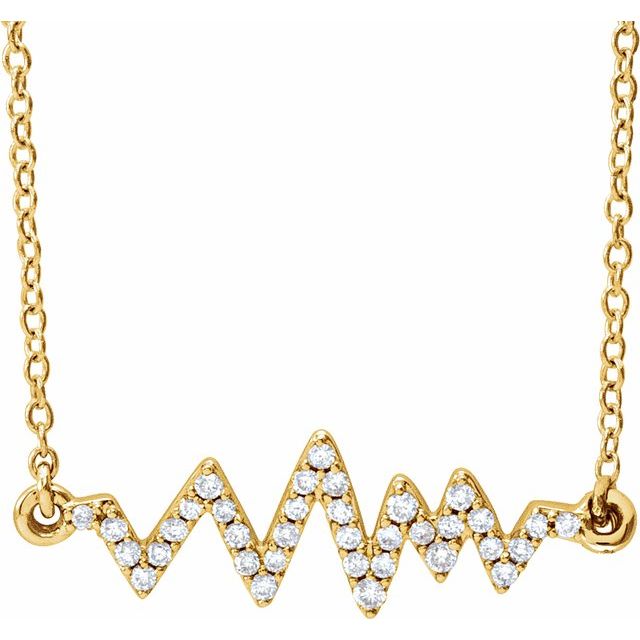 14K Yellow 1/6 CTW Diamond Heartbeat 16-18" Necklace 1