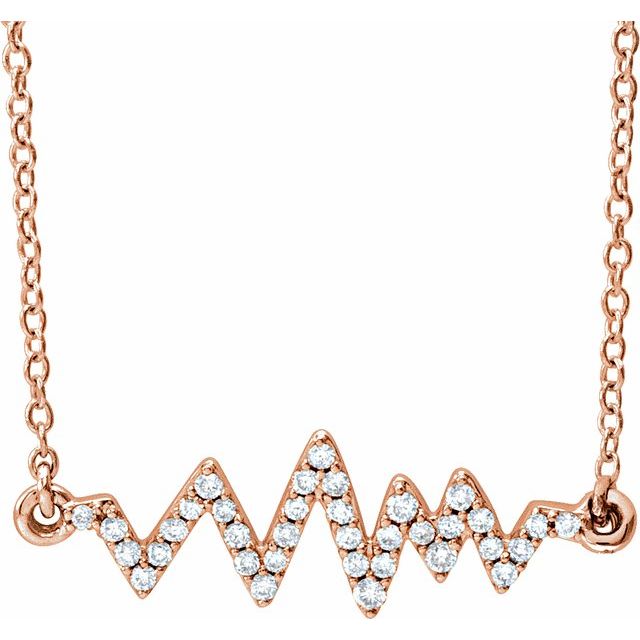 14K Rose 1/6 CTW Diamond Heartbeat 16-18" Necklace 1