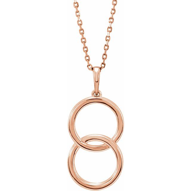 14K Rose Interlocking Circle 18" Necklace 1