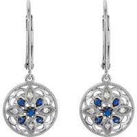 Sterling Silver Sapphire & .07 CTW Diamond Earrings 2