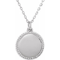 Sterling Silver Engravable Round 16-18" Rope Necklace 1