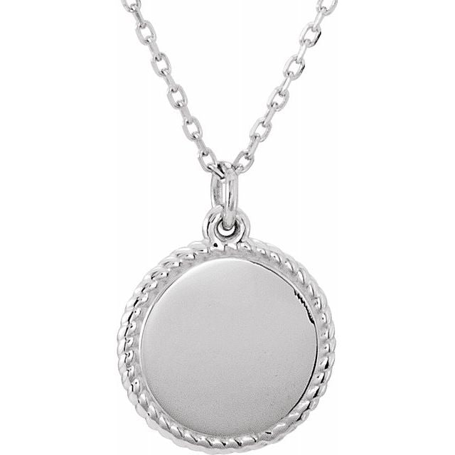 14K White Engravable Round 16-18" Rope Necklace 1