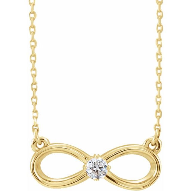 14K Yellow 1/10 CT Diamond Infinity-Inspired 16-18" Necklace 1