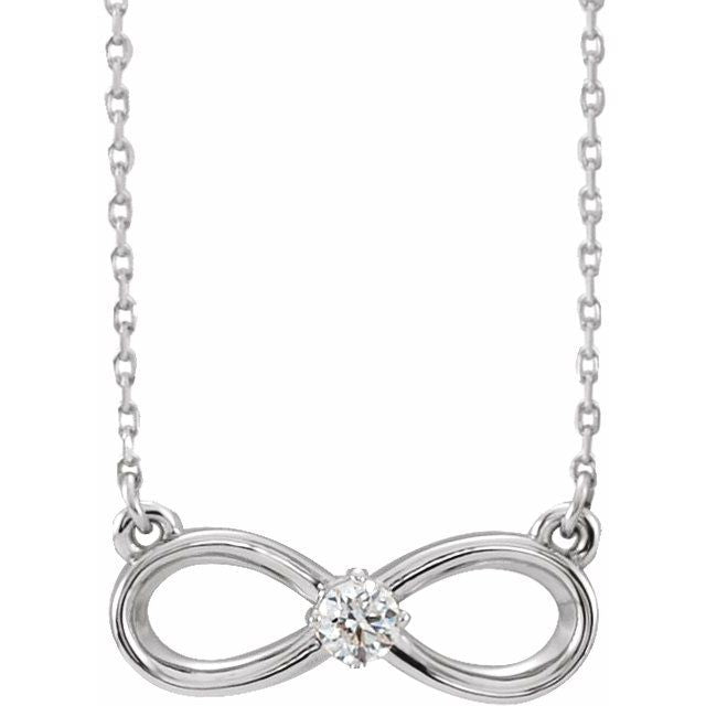 14K White 1/10 CT Diamond Infinity-Inspired 16-18" Necklace 1