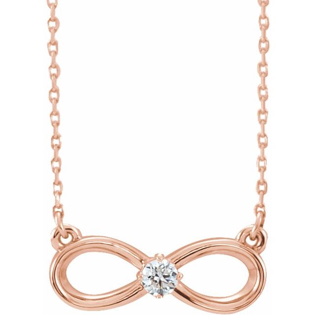 14K Rose 1/10 CT Diamond Infinity-Inspired 16-18" Necklace 1