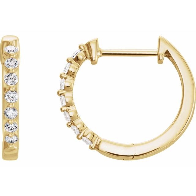 14K Yellow 1/3 CTW Diamond 15.25 mm Hoop Earrings 1