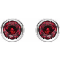 Sterling Silver 4 mm Round Imitation Ruby Birthstone Earrings 2