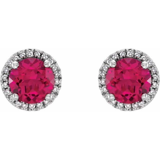 Sterling Silver Created Ruby & .01 CTW Diamond Earrings 2