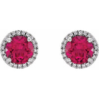 Sterling Silver Created Ruby & .01 CTW Diamond Earrings 2