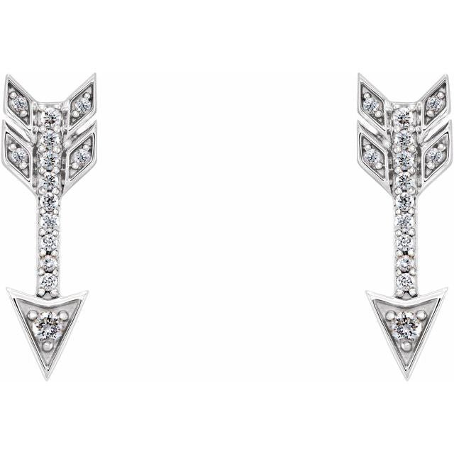 14K White 1/6 CTW Diamond Arrow Earrings 2