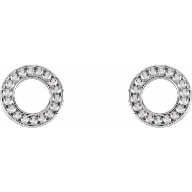 14K White Beaded Stud Earrings 2