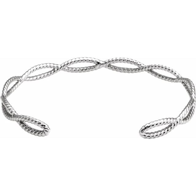 14K White Rope Cuff Bracelet 2