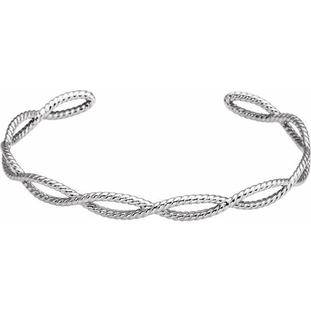 14K White Rope Cuff Bracelet 1