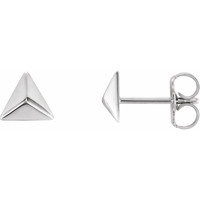 14K White Pyramid Earrings 1