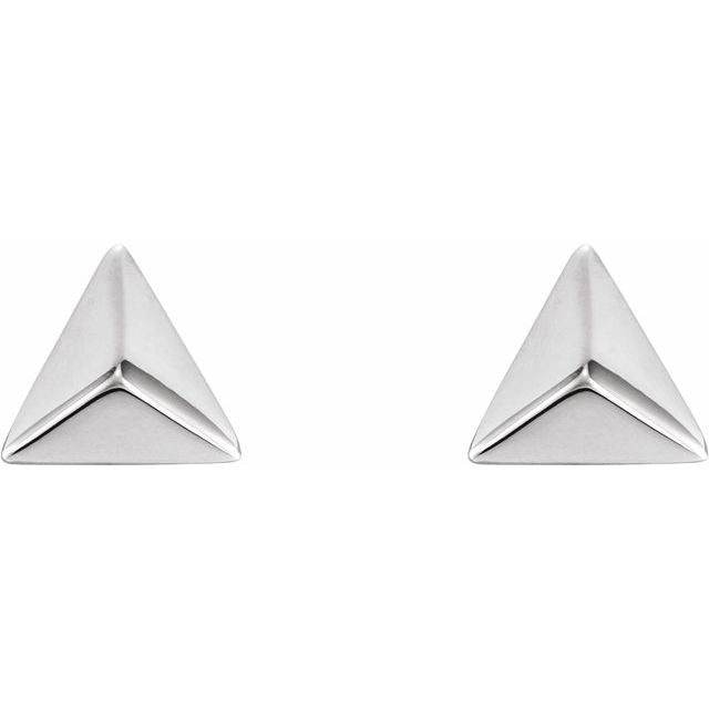 14K White Pyramid Earrings 2