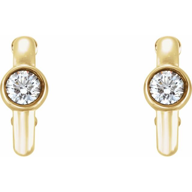 14K Yellow 1/5 CTW Diamond Hoop Earrings 2