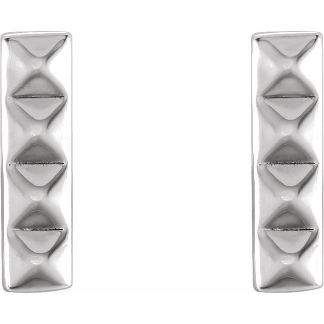 14K White Pyramid Bar Earrings 2