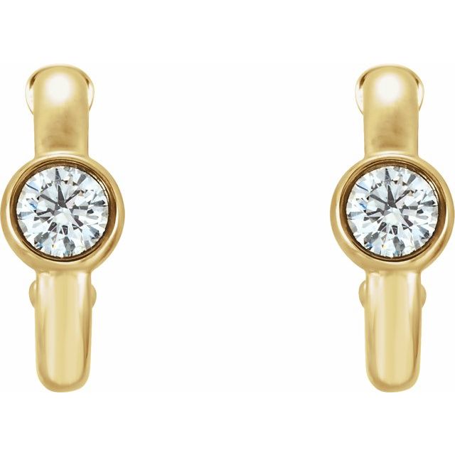 14K Yellow 1/4 CTW Diamond Hoop Earrings 2