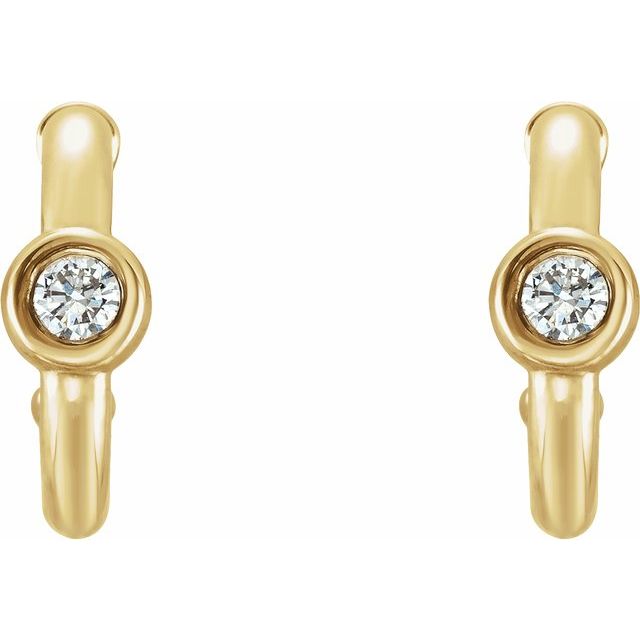 14K Yellow 1/8 CTW Diamond Hoop Earrings 2