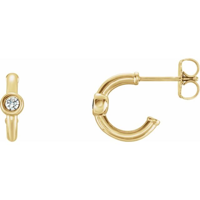 14K Yellow 1/8 CTW Diamond Hoop Earrings 1