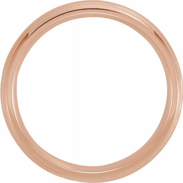 14K Rose Gold 4 mm Half Round Comfort-Fit Band With Milgrain 