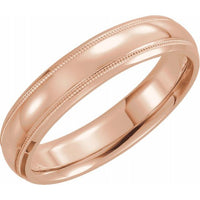 14K Rose Gold 5 mm Half Round Comfort-Fit Band With Milgrain 