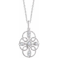 Sterling Silver  1/10 CTW Diamond Filigree 16-18" Necklace 1