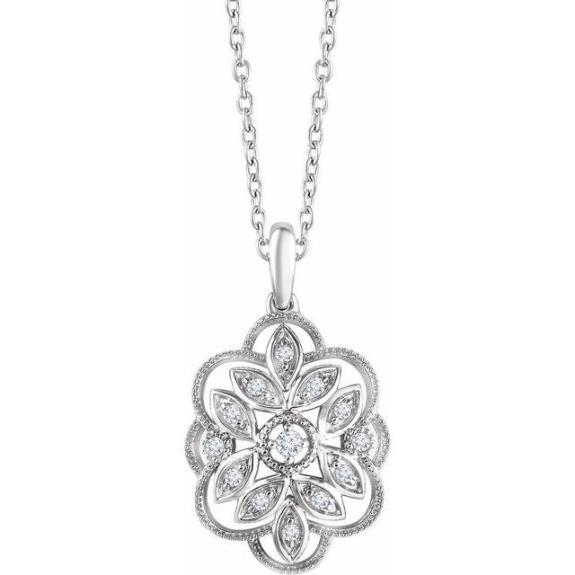 Sterling Silver 1/6 CTW Diamond 16-18" Necklace 1