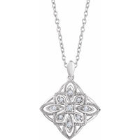 Sterling Silver 1/10 CTW Diamond Granulated Filigree 18" Necklace 1