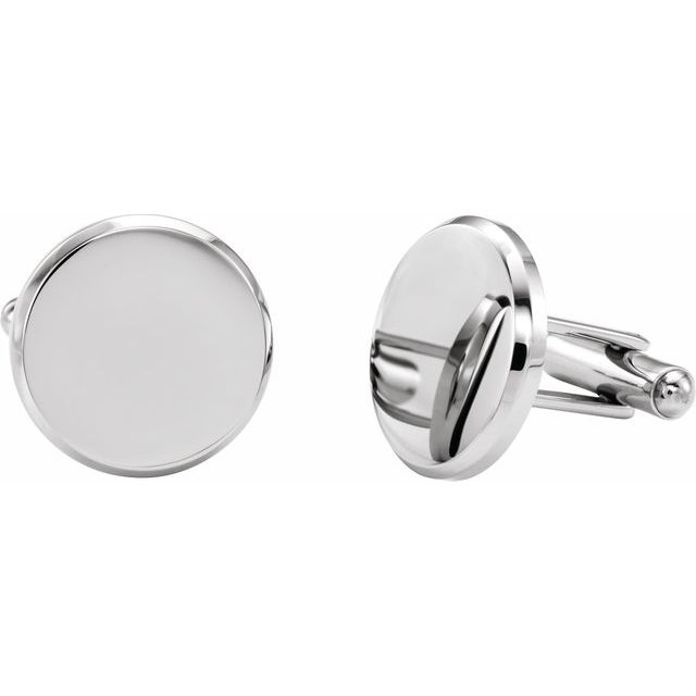 Stainless Steel 18.5 mm Engravable Round Cuff Links 1