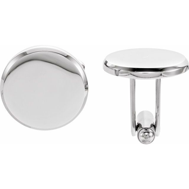 Stainless Steel 18.5 mm Engravable Round Cuff Links 2
