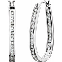 14K White 1 CTW Diamond Inside-Outside 30 mm Hoop Earrings 1