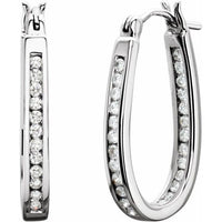 14K White 1/2 CTW Diamond Inside-Outside 22.5 mm Hoop Earrings 1