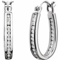 14K White 1/3 CTW Diamond Inside-Outside 13.7 mm Hoop Earrings 1