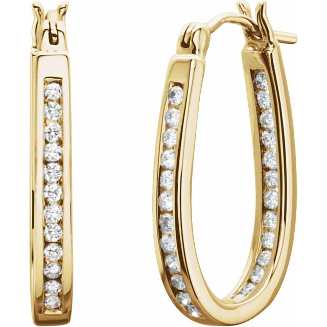 14K Yellow 1/2 CTW Diamond Inside-Outside 22.5 mm Hoop Earrings 1