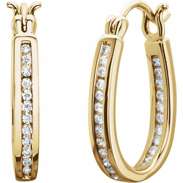 14K Yellow 1/3 CTW Diamond Inside-Outside 13.7 mm Hoop Earrings 1