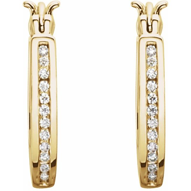 14K Yellow 1/3 CTW Diamond Inside-Outside 13.7 mm Hoop Earrings 2