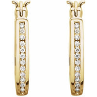 14K Yellow 1/3 CTW Diamond Inside-Outside 13.7 mm Hoop Earrings 2