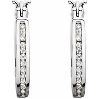 14K White 1/3 CTW Diamond Inside-Outside 13.7 mm Hoop Earrings 2