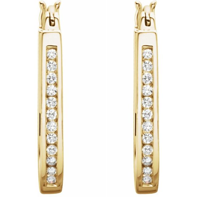 14K Yellow 1/2 CTW Diamond Inside-Outside 22.5 mm Hoop Earrings 2