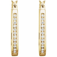 14K Yellow 1/2 CTW Diamond Inside-Outside 22.5 mm Hoop Earrings 2