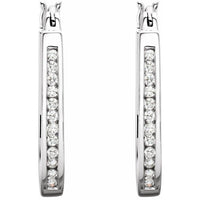 14K White 1/2 CTW Diamond Inside-Outside 22.5 mm Hoop Earrings 2
