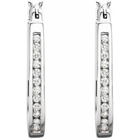 14K White 1/2 CTW Diamond Inside-Outside 22.5 mm Hoop Earrings 2