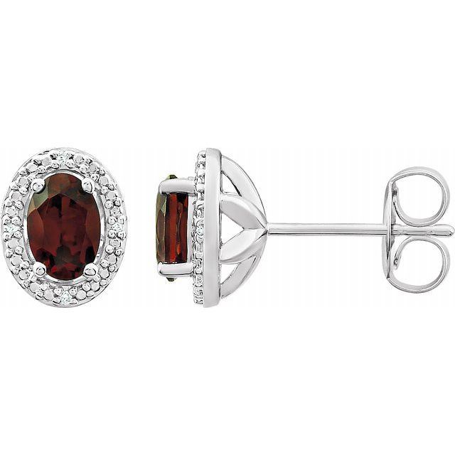 Sterling Silver Garnet Mozambique & .025 CTW Diamond Earrings 1