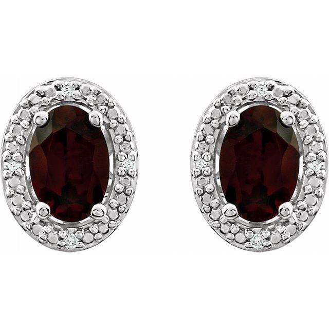Sterling Silver Garnet Mozambique & .025 CTW Diamond Earrings 2