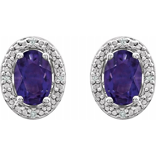 Sterling Silver Amethyst & .025 CTW Diamond Earrings 2