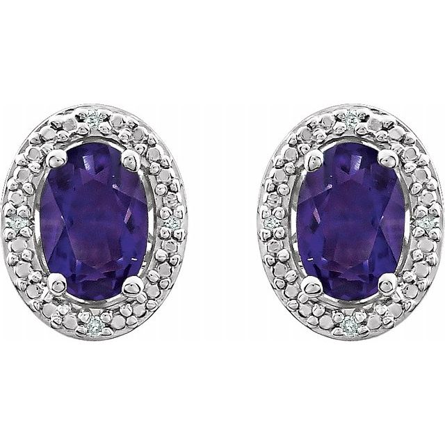 Sterling Silver Amethyst & .025 CTW Diamond Earrings 2